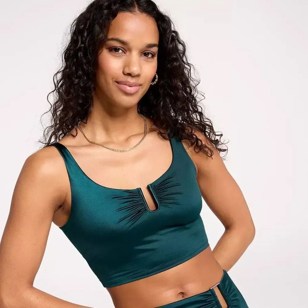 CALIA UBAR LONGLINE BIKINI TOP NWT Size Small SEA GREEN SHINE